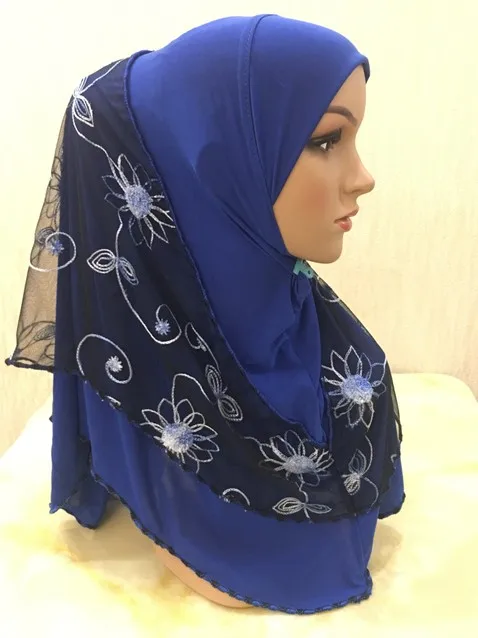 H1155 последний мусульманский хиджаб Амира с emberoidery сетчатый слой, женский головной убор, быстрая