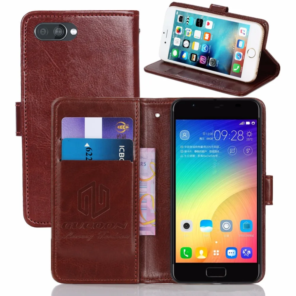 

GUCOON Vintage Wallet Case for Asus Pegasus 4A X00KD 5.0" PU Leather Retro Flip Cover Magnetic Fashion Cases Kickstand Strap