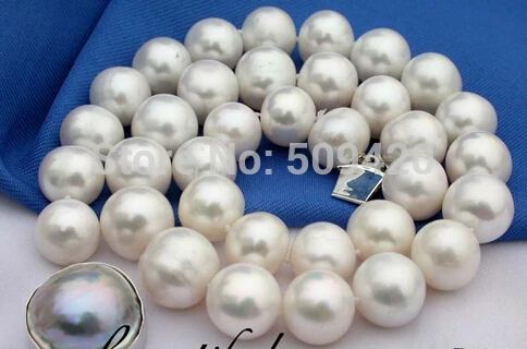 

FREE SHIPPING>>>@ W&O656 Beautiful AAA18" 12mm white round freshwater pearl necklace Mabe new