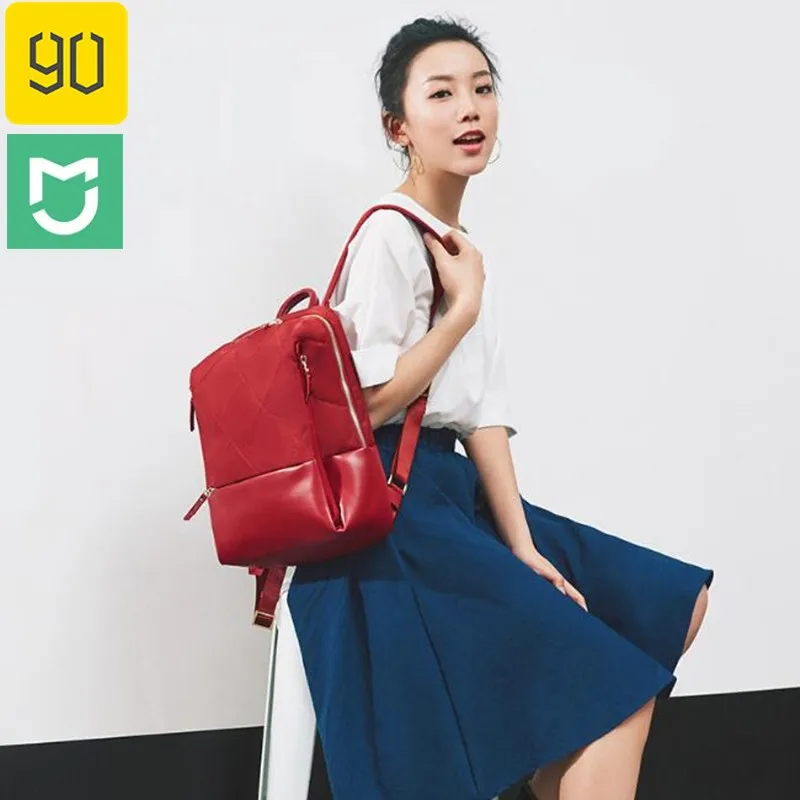 

90FUN Diamond Lattice Backpack Women Fashion Xiaomi Shoulder Bag Large Capacity for Laptop with Waterproof Side Bag for Umbrella