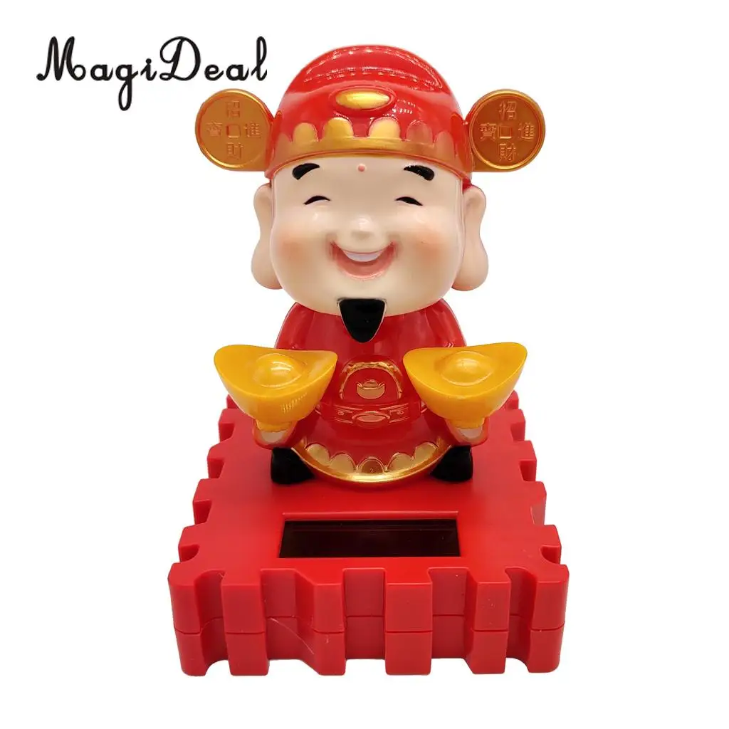 Solar Power Dancing God of Wealth & Fortune Model Swing Figure Statue Figurine Kid Science Toy Xmas Gift Home Car Desk Decor #B