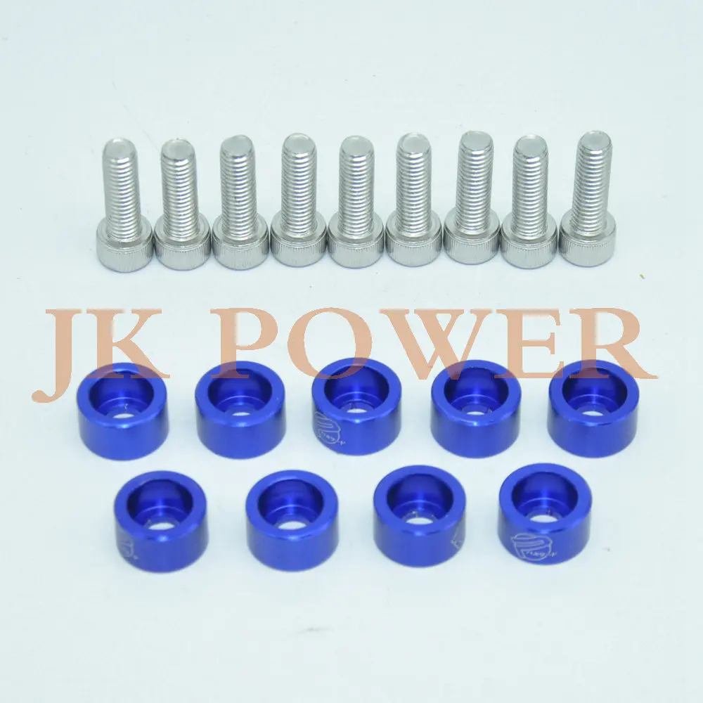 Neo Chrome Aluminum 9pcs Neo Chrome Engine Dress Up 8mm Metric Cup Washers Kit Fender Washer Header