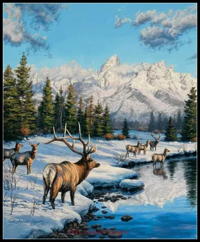 

Embroidery Counted Cross Stitch Kits Needlework - Crafts 14 ct DMC DIY Arts Handmade Decor - Teton Winter Range
