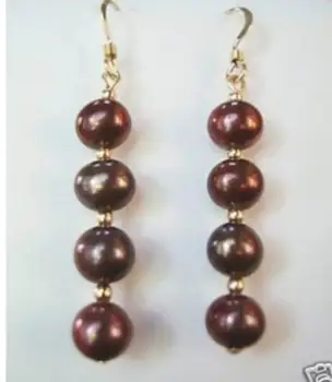 

New Design Round Chocolate south sea pear Dangle Earring 925silver Gold Hook
