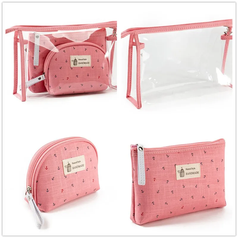 3 قطعة/المجموعة التجميل أكياس للماء Neceser المحمولة المكياج حقيبة كلوريد متعدد الفينيل للنساء الحقيبة السفر المنظم أدوات الزينة Blosa واضح حقيبة ...