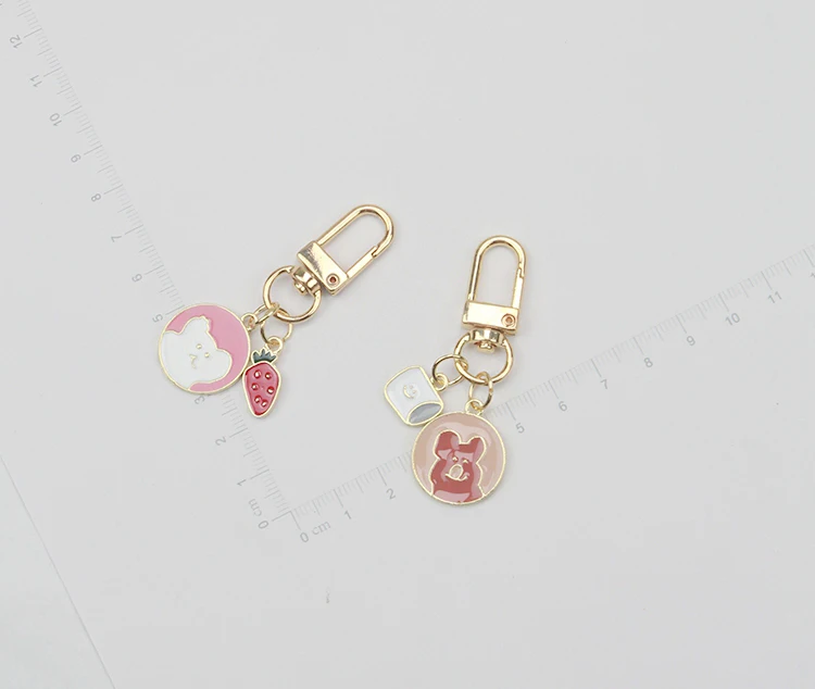 Cute Cartoon Bear Rabbit Bunny Keychain For Girl Women Sweet Key Chains Ring Car Bag Pendent Charm Airpods Accessories D334