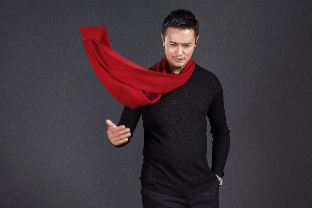 High quality men's plain red color long scarf  winter knitting thick scarf for Man mens designer scarf