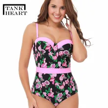Майка сердце ретро размера плюс купальник сексуальный купальник женский слитный купальник большой размер s Монокини пуш-ап трикини цельные костюмы