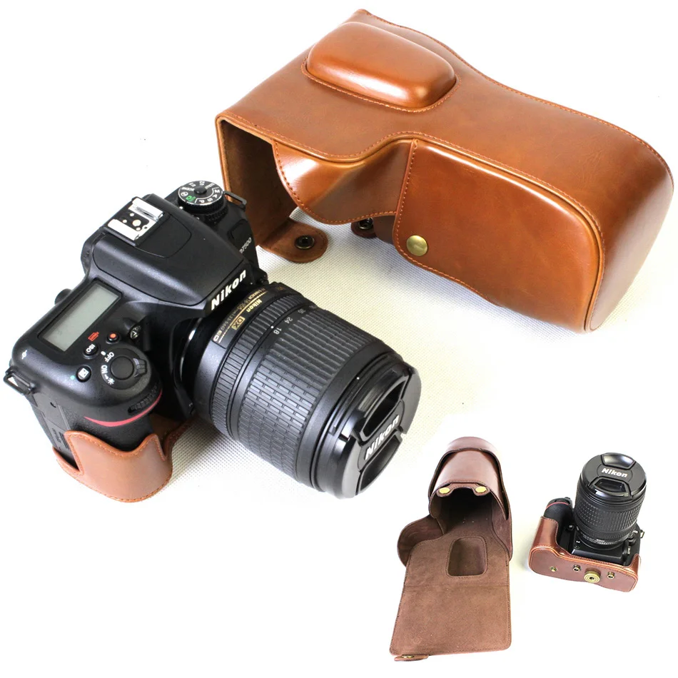 Черный/коричневый/кофейный чехол из искусственной кожи для камеры Nikon D7500