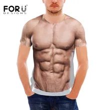 FORUDESIGNS Funny 3D Muscle Print T Shirt for Men Designer Crossfit Male Casual Tee Shirts Summer Style Short Sleeve Men Top Tee