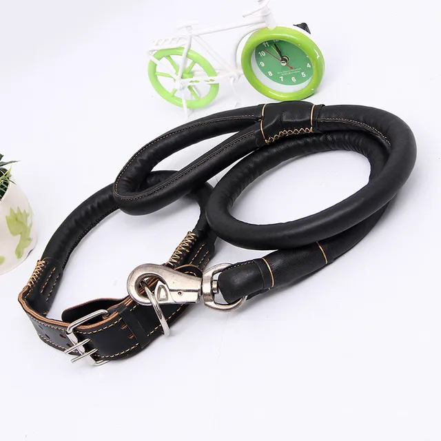 New Pu Leather Dog Collar Strong Bite Prevention Necklace with Traction Rope for Small and Medium Dog Pet Collar Accessories