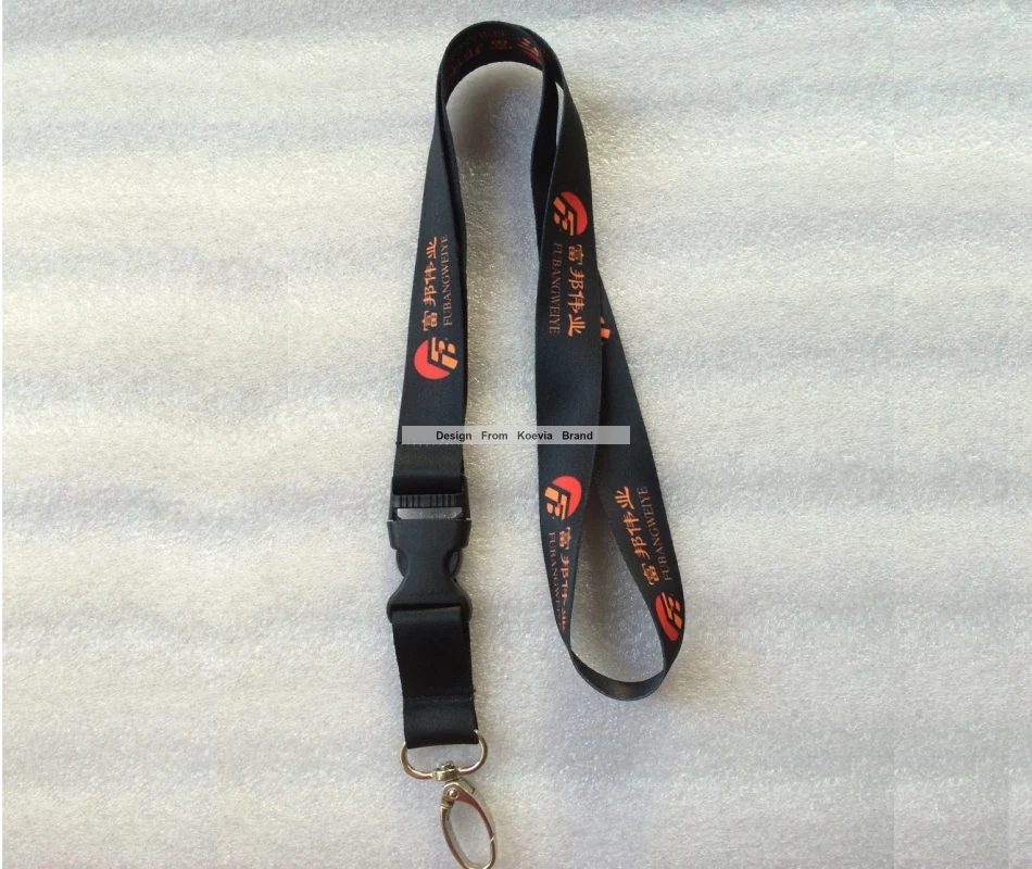 Print one colour both sides. 15mm Custom Printed branded Neck Lanyard
