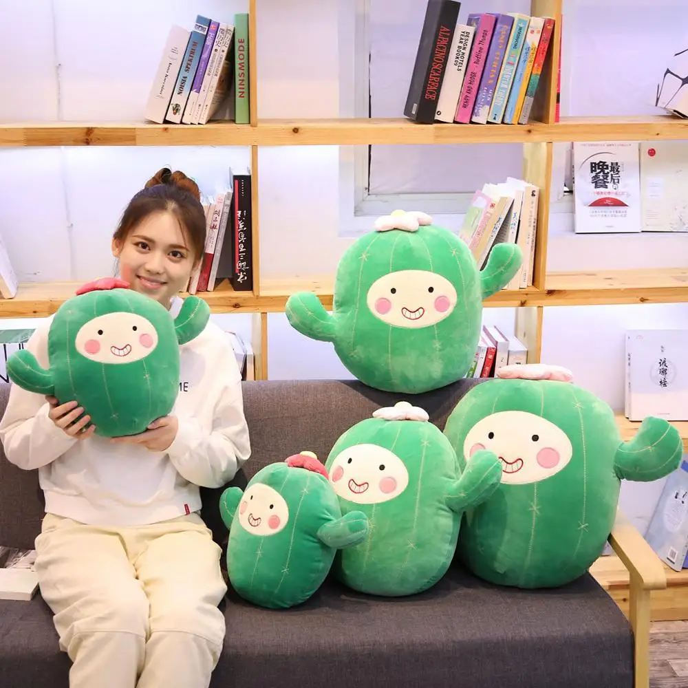 

Happy Cactus Plush Plant Green Color Figured with Hands Standing Shy Tree Props Cushion Decor Family Gift 30/40/50cm