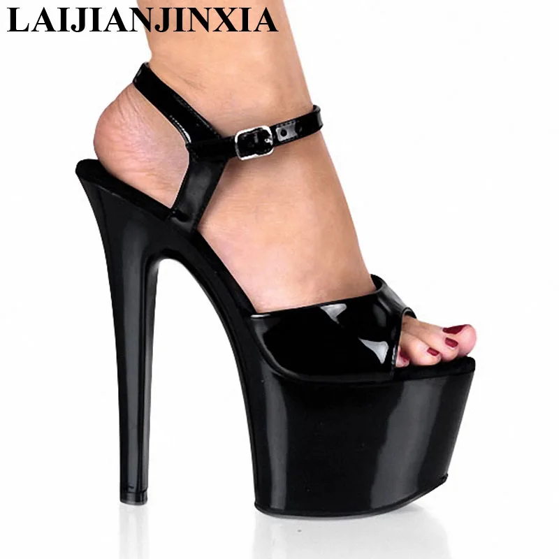 Сексуальная танцевальная обувь laijianjinxia/босоножки на высоком каблуке 17 см танцевальная обувь для ночного клуба обувь для танцев на шесте модельная женская обувь на высоком каблуке G-004 - Цвет: Черный