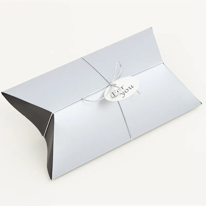 50 шт./лот, новая чистая коробка для подушек, бант из ленты, Подарочная коробка из крафт-бумаги, подарочные коробки для свадебной вечеринки, поставка по индивидуальному заказу