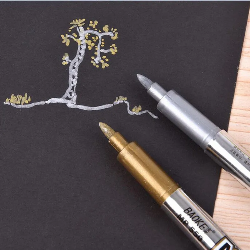 

1 PCS 1.5mm Creative Paint Pen Metallic Color Pen Technology Gold And Silver Up Paint Pen Student Supplies Marker Craftwork Pen