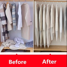 5 шт./компл. EVA одежда пылезащитные Чехлы чистая воздухопроницаемая одежда мешок 60x80/100/120/140 см костюмы платье пальто Пыленепроницаемая одежда чехлы