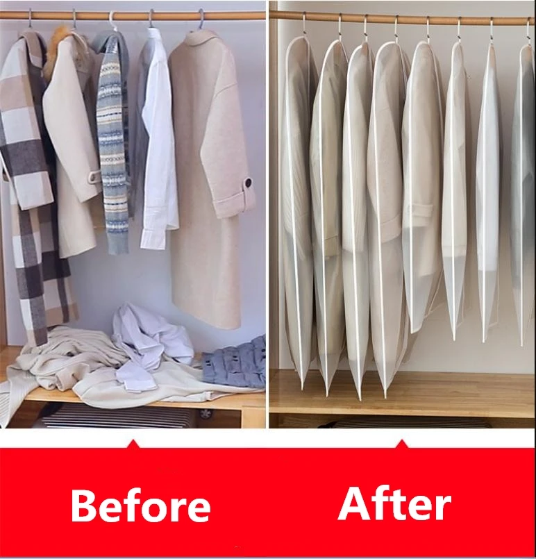 

5pc/set EVA Clothing Dust Covers Clean Breathable Garment Bag 60x80/100/120/140 cm Suits Dress Coat Dust-proof Clothes Covers