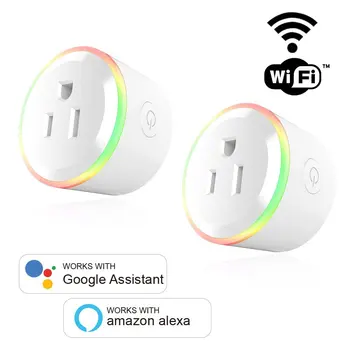 

TTKK 2 PACK 10A US Plug WiFi Mini Smart Plug Socket APP Remote Control Outlet Socket Works with Amazon Google Smart Home