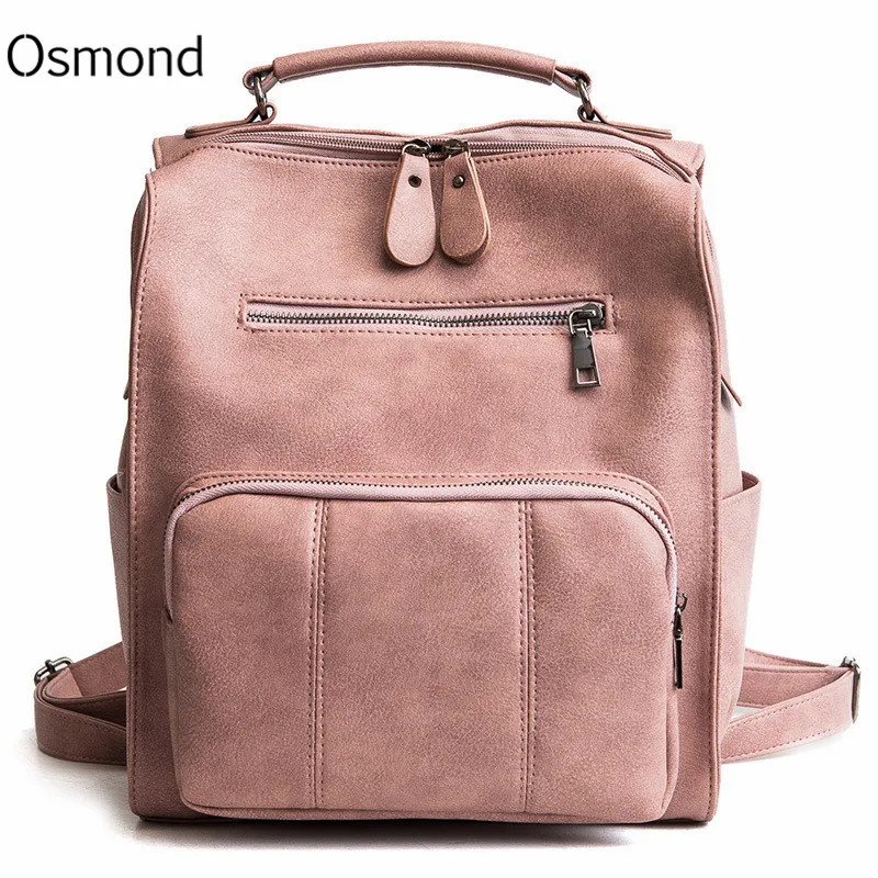 

Osmond Women PU Leather Backpack Female Pink School Bag For Teenage Girls Shoulder Student Backpack Fashionable Luxury Mochila