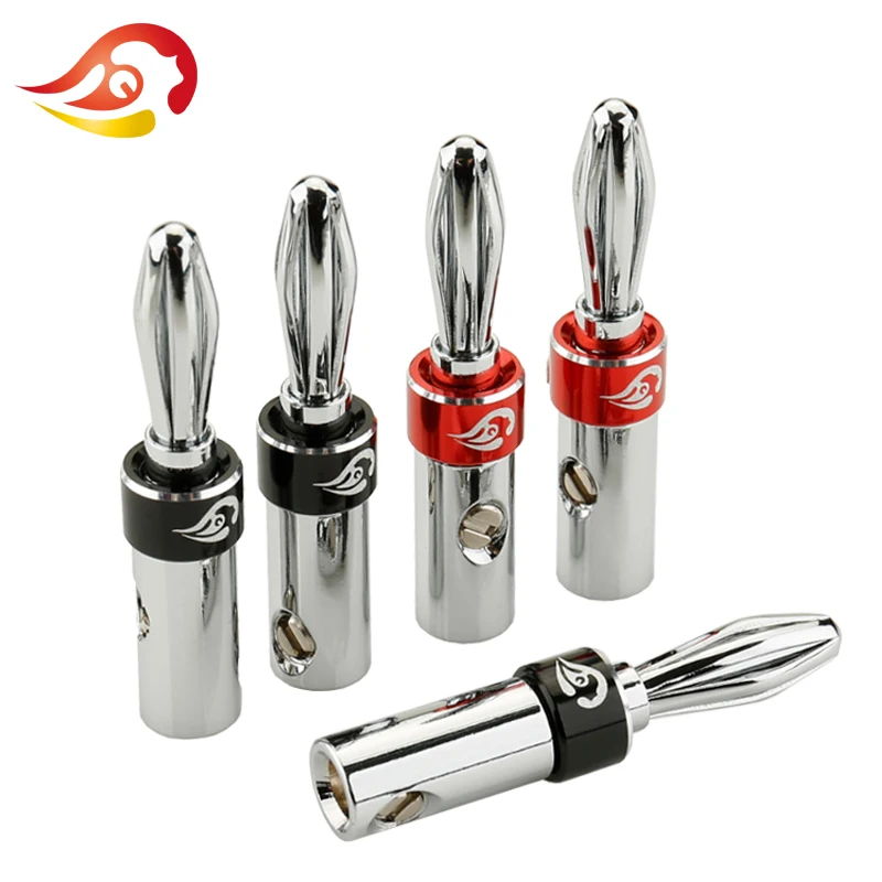 

QYFANG Rhodium Plated Speaker Screw Banana Plug HiFi Stereo Adapter Solder Line Cable Connector 4.0mm Wire Hole Mixer Audio Jack