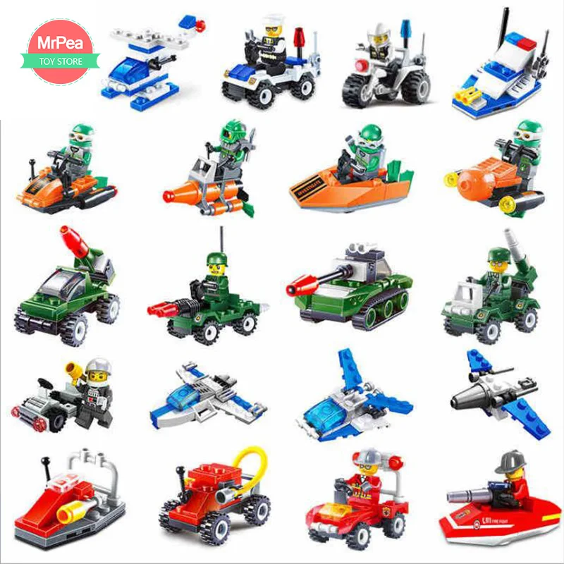 

City Series Police's Car 12 colors Fighter Educational Building Blocks Toys Compatible With legoing City toys for children zk30