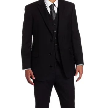 

Hot Fashion Men Business Suits Three-piece Suit Lapel Two For Grain Of Buttons Elegant Pure Color Of Cultivate One's Morality