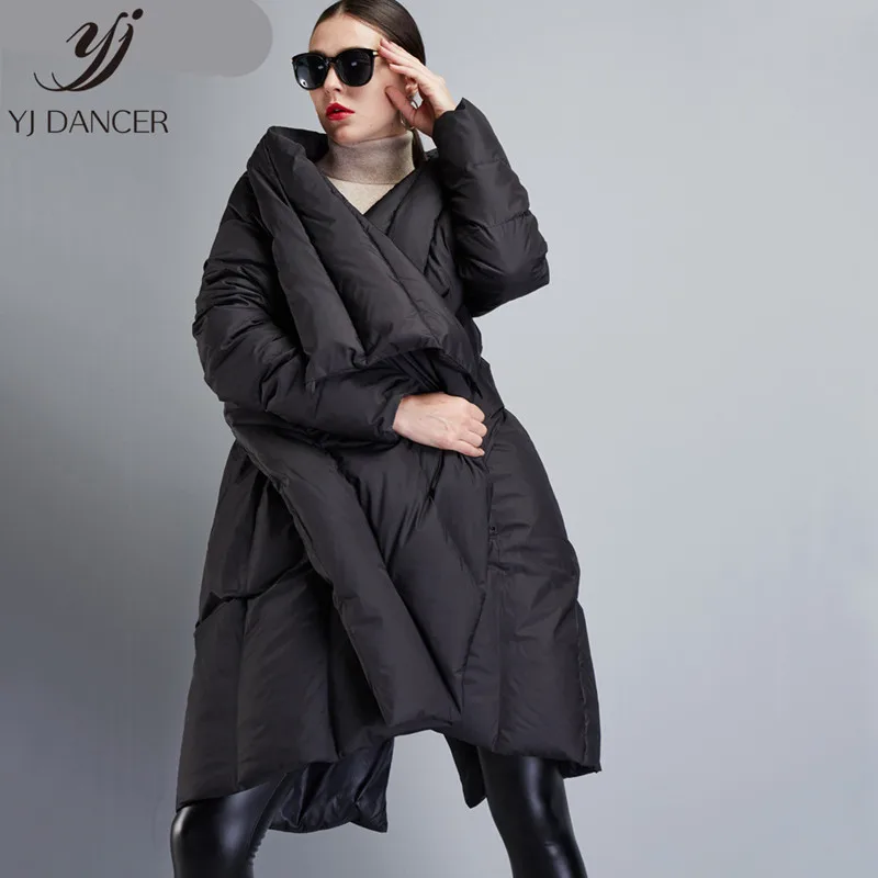

2018 Women's Winter Jacket New Temperament Fashion Cloak Loose parka women down winter coat Warm Jacket Female Overcoat YZH492