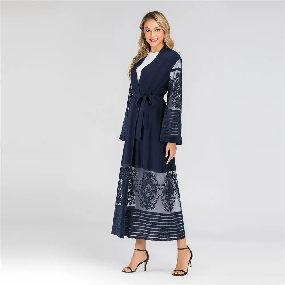 Модные женские мусульманские платья abaya кардиган Клубные вечерние с вышивкой