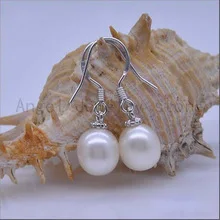 AAA 10-11 мм белые капельные культивированные пресноводные жемчужные серьги akoya pendientes серьги для женщин Стерлинговое Серебро-ювелирные изделия