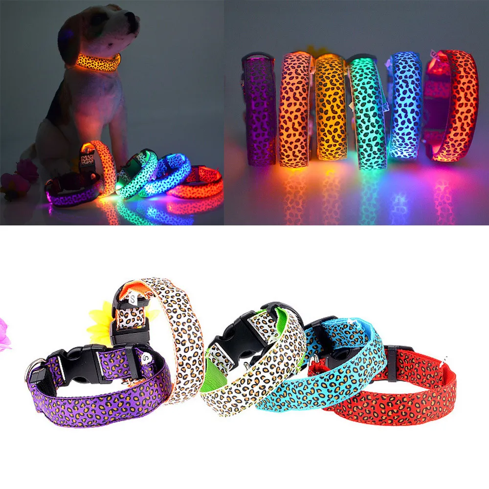 Нейлоновый светодиодный ошейник для собак, светящийся в темноте ошейник для собак, светящийся люминесцентный ошейник для домашних животных, Прямая поставка# R5