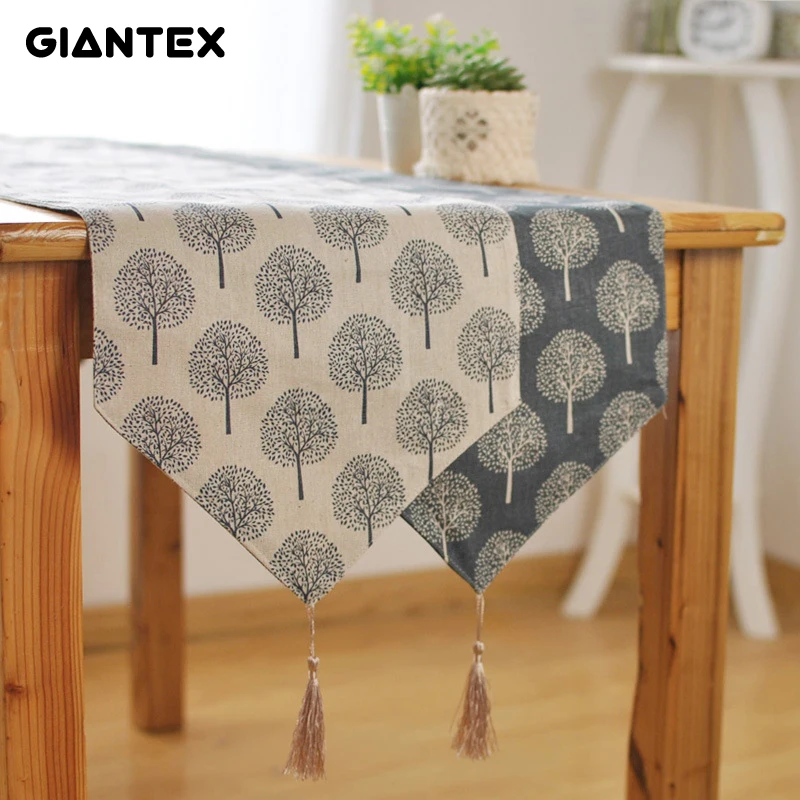 

GIANTEX Table Runner Linen Modern Table Runners Decoration Track on the table setting chemin de table camino de mesa tafelloper