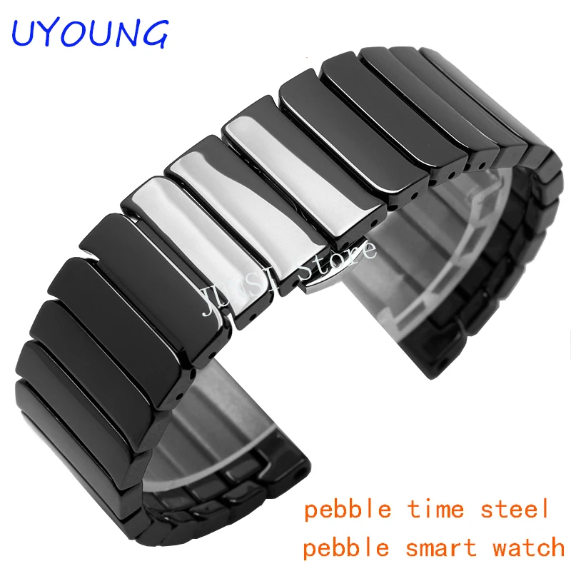 Quality Ceramic Mens Watchband 22mm For Pebble Time Steel Smart Quality Ceramic Mens Watchband 22mm For Pebble Time Steel Smart Watch Band Luxury Strap Bracelet