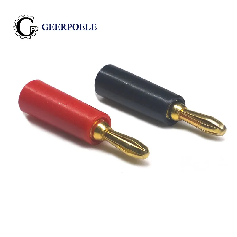 

2 pcs/lot 4 MM Banana Plug Gold Plating Connectors Black Red Plastic Housing Stereo Plug Dual DIY Channel Headphone Connector
