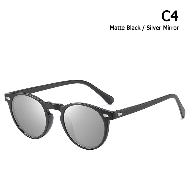 JackJad Fashion TR90 Frame Polarized Round Style Sunglasses Rivet Discolor Lens Brand Design Sun Glasses Oculos De Sol A576 - Цвет линз: C4 Black Silver