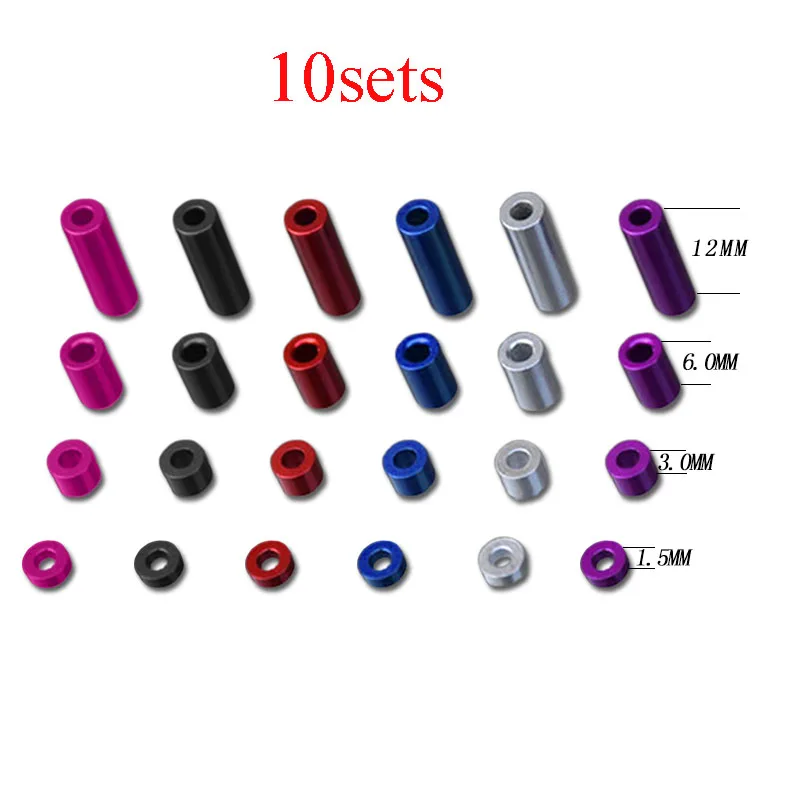 

10Sets 1.5mm/3mm/6mm/12mm Aluminum Tube Screw Sleeve Spacer Column Spare Parts for RC Tamiya Mini 4WD Racing Car Model
