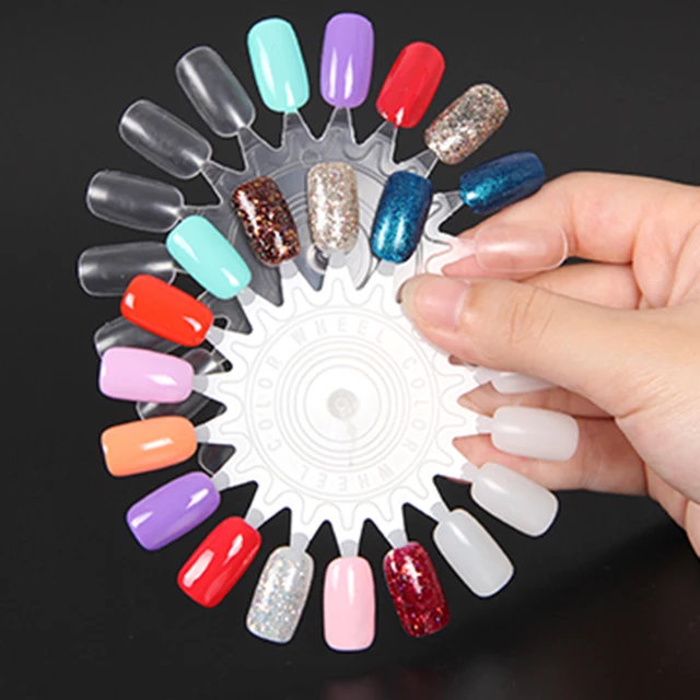 10pcs clear false nail art tips polish display wheel for practice