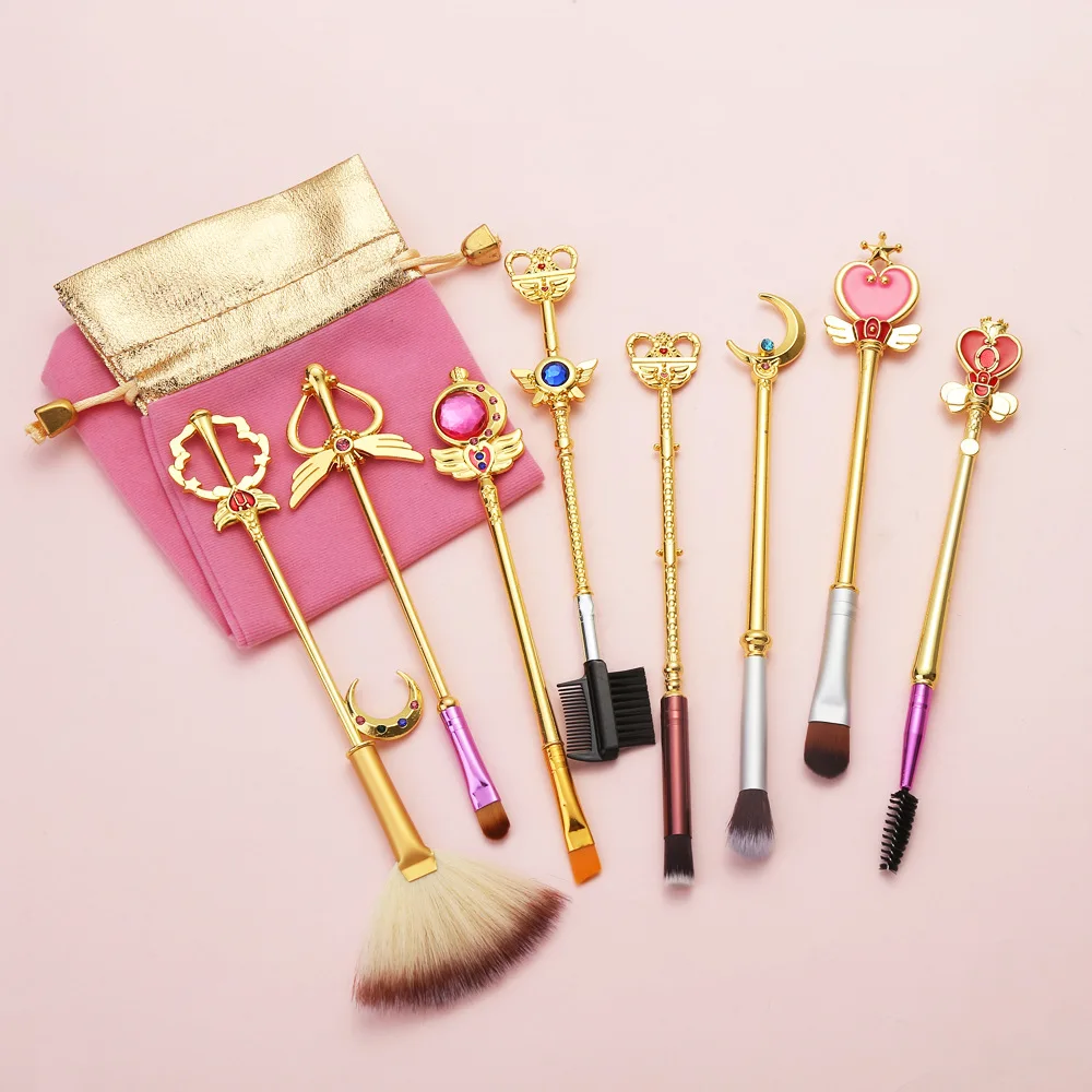 

8pcs New Anime Sailor Moon Cosplay Makeup Brushes Set For Womens Girls Foundation Blusher Eyeshadow Lips Beauty Makeup Brush Set