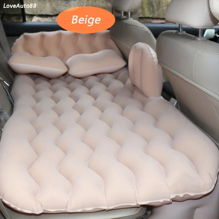Автомобиль путешествия кровать кемпинг надувной матрас Открытый Многофункциональный Заднее сиденье с воздушным насосом путешествия Кемпинг Аксессуары - Название цвета: Beige