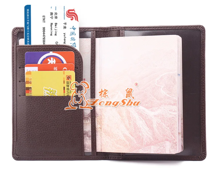 

Zongshu PU Leather passport holder multi function passport case multifunctional travel clip Flights clip (custom available)