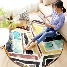 Современный богемный коврик с геометрическим орнаментом без волос синель домашний нескользящий Коврик Гостиная Диванный кофейный столик большое круглое ковровое покрытие