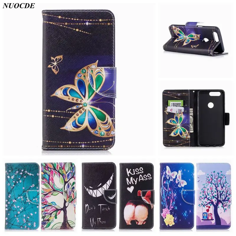 

NUOCDE Phone Case For OnePlus 5t Wallet PU Leather Flip Cover Case OnePlus 5 T Butterfly Tree Capa For One Plus 5T Pouch Cases
