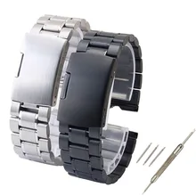 Free Shipping 22mm Stainless Steel Watch Band For Motorola Moto 360 Smart Watch + Tools Black/Silver free shipping 13 pcs flat and cross stainless steel watch screwdriver set for watch repair