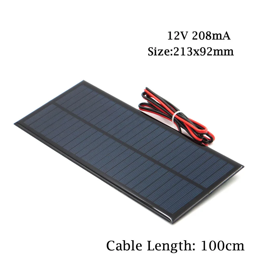 12В 18В солнечная панель с 100/200 см проводной мини Солнечной системой DIY для батареи сотового телефона зарядное устройство 1,8 Вт 1,92 Вт 2 Вт 2,5 Вт 3 Вт 1,5 Вт 4,5 Вт 5 Вт