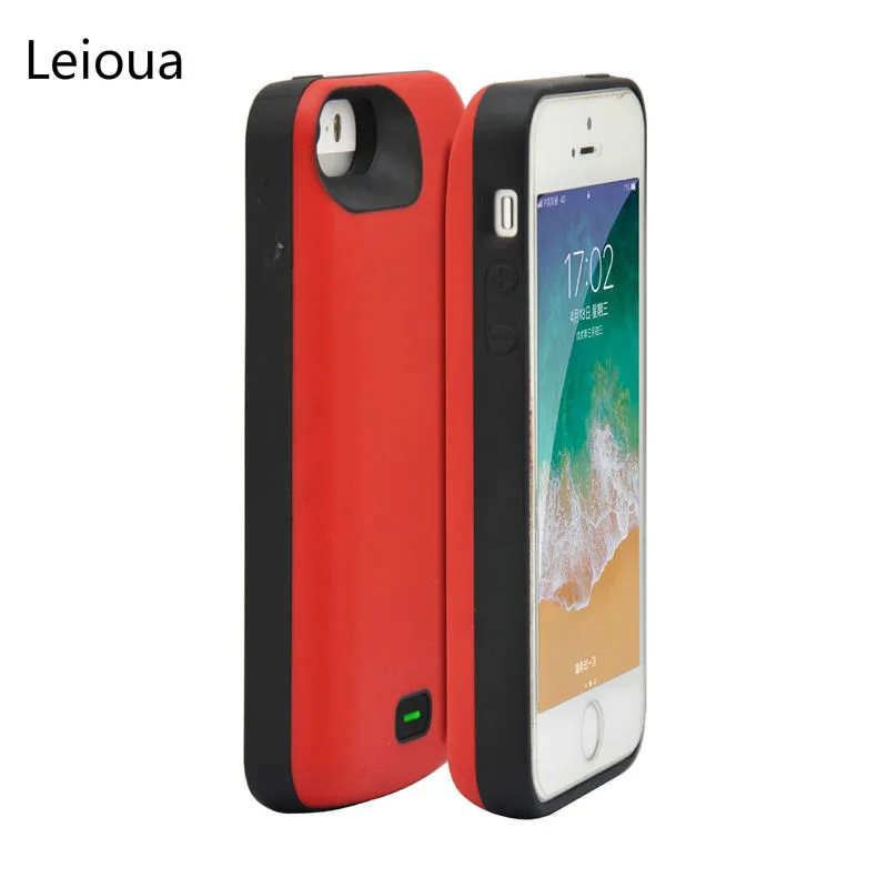 Чехол аккумулятор Leioua для Iphone 5 Внешний перезаряжаемый Черный 4000 мАч Внешнее