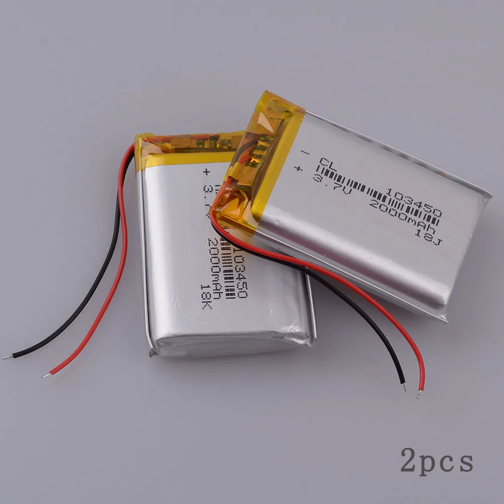 103450 3,7 V 2000MAH литий-полимерная аккумуляторная батарея для MP3 gps навигатора DVD рекордер гарнитура электронная книга камера - Цвет: 2pc