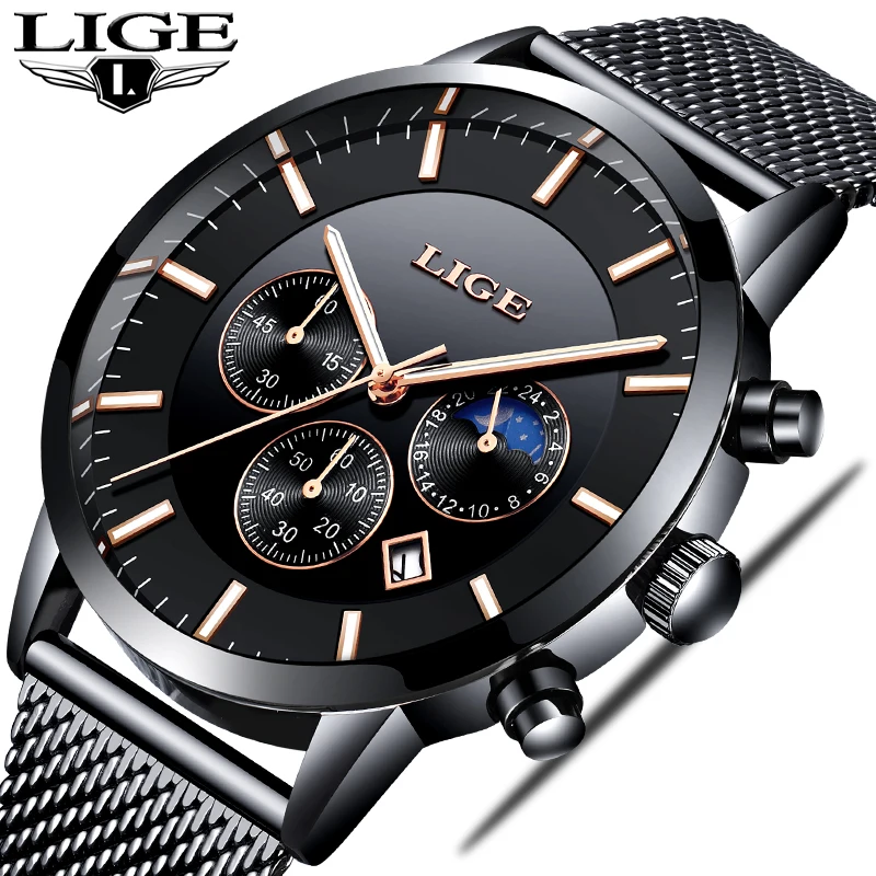 Новинка LIGE мужские s часы лучший бренд класса люкс Мужские Простые спортивные