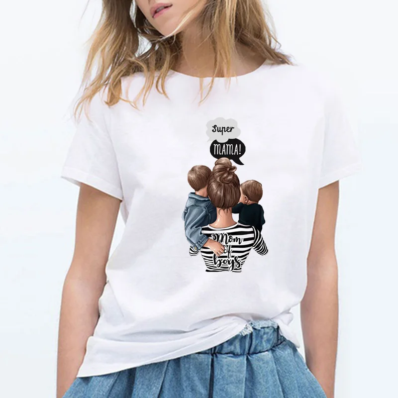 Футболка «супер мама», женские модные топы, футболка с принтом «День матери», летняя футболка в стиле Харадзюку, футболка для мамы и ребенка, Femme Dia de la madre