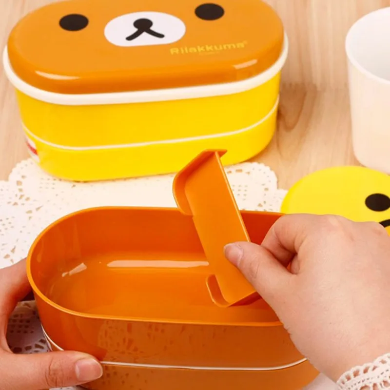 Cokytoop Kawaii Коробки для обедов милый медведь цыпленок Пластик Еда хранения еды с