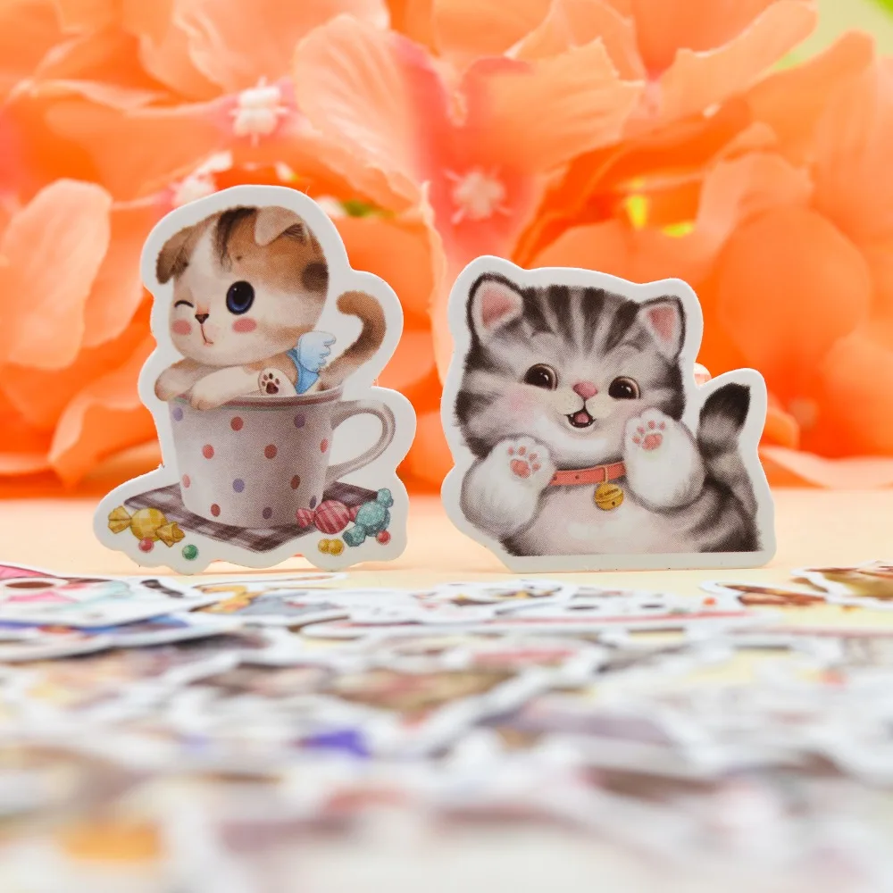 

30pcs Kawaii Water color Style Creative Cute Cat Sticker Self-made animal paper s/ Girls notebook